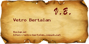 Vetro Bertalan névjegykártya